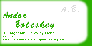 andor bolcskey business card